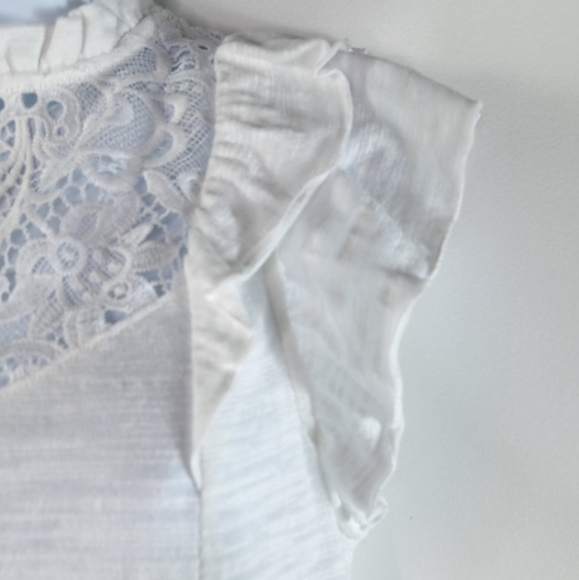 Express White Lace Pieced Mock Neck Top Size XS - Picture 6 of 17